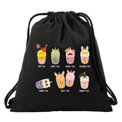 Tea Life Funny Cute Milk Tea Cup Milk Tea Lover Humorous Puns Drawstring Bag