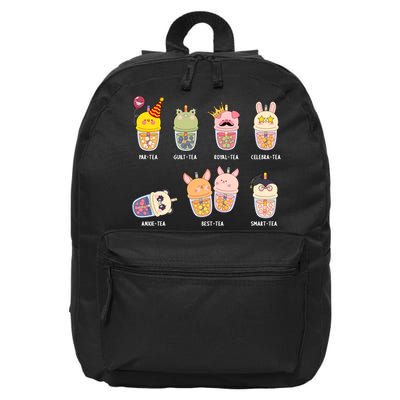 Tea Life Funny Cute Milk Tea Cup Milk Tea Lover Humorous Puns 16 in Basic Backpack