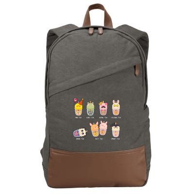 Tea Life Funny Cute Milk Tea Cup Milk Tea Lover Humorous Puns Cotton Canvas Backpack