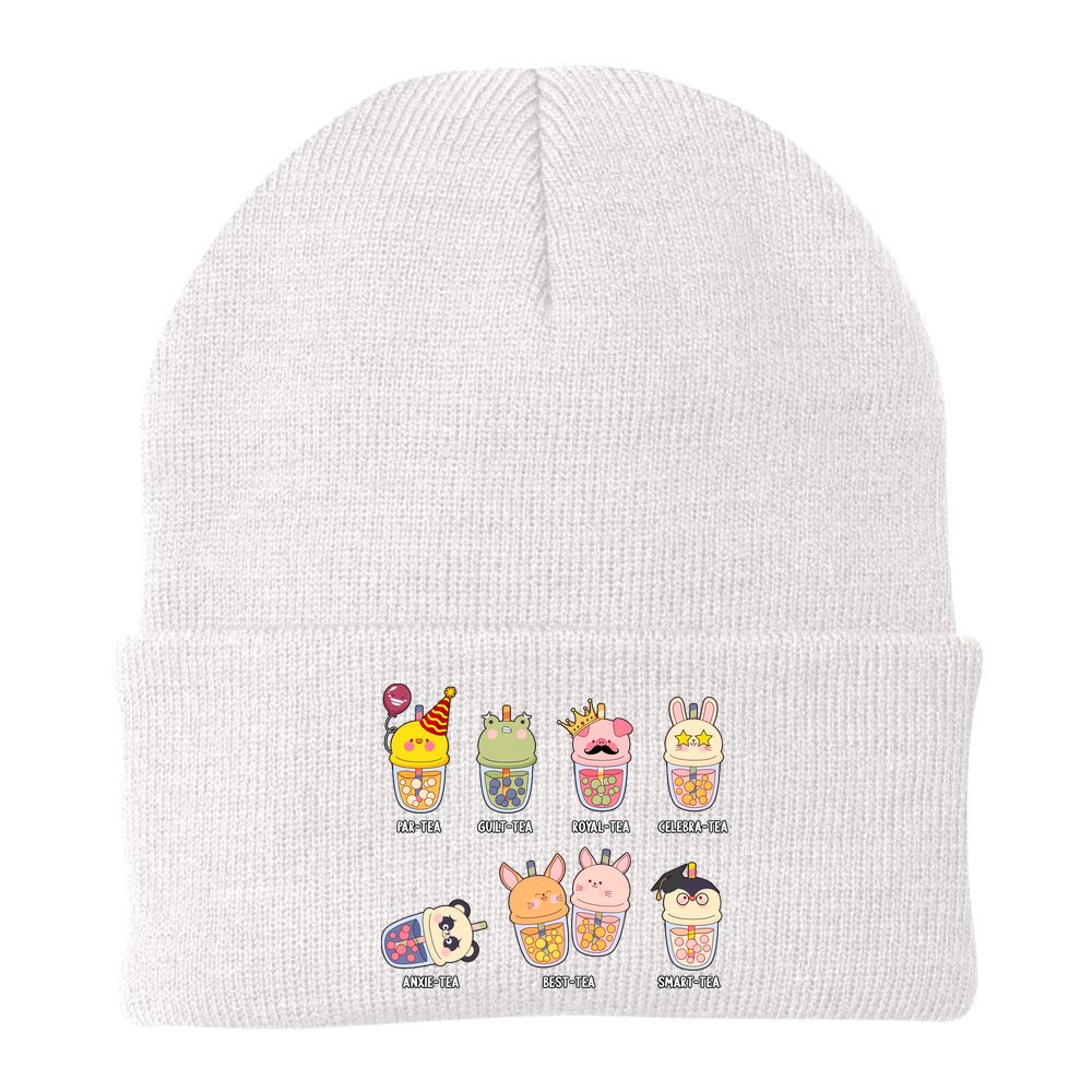 Tea Life Funny Cute Milk Tea Cup Milk Tea Lover Humorous Puns Beanie