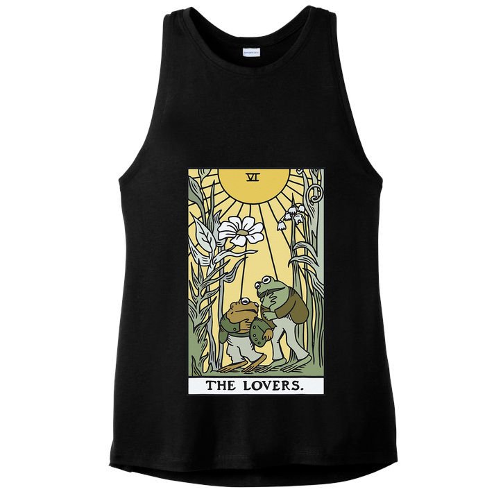 The Lovers Frog Toad Tarot Card Cottagecore Frog Lover Ladies PosiCharge Tri-Blend Wicking Tank