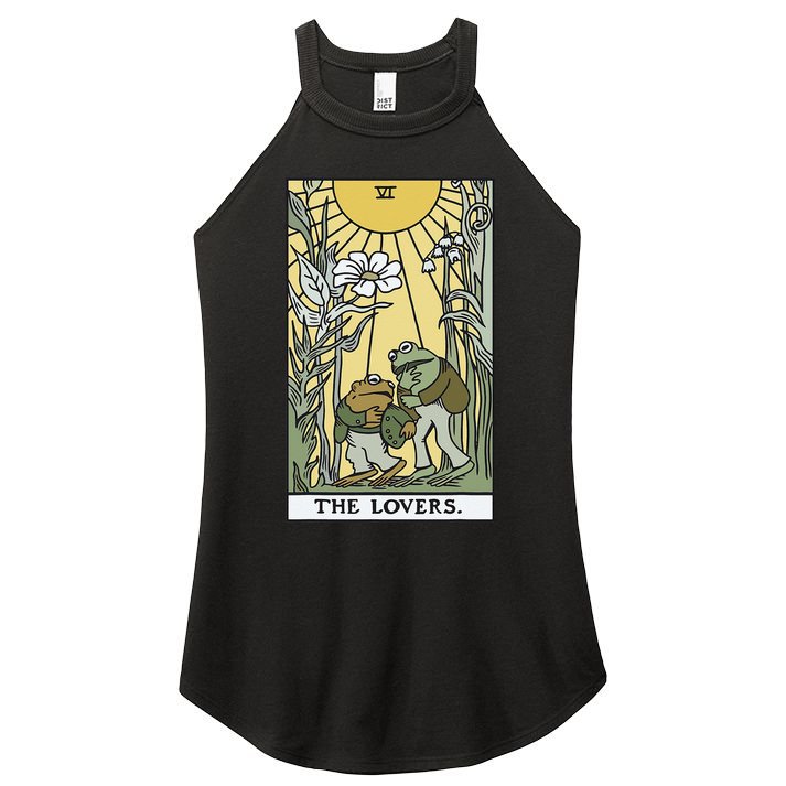 The Lovers Frog Toad Tarot Card Cottagecore Frog Lover Women's Perfect Tri Rocker Tank