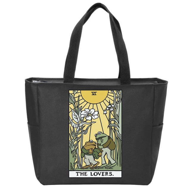 The Lovers Frog Toad Tarot Card Cottagecore Frog Lover Zip Tote Bag