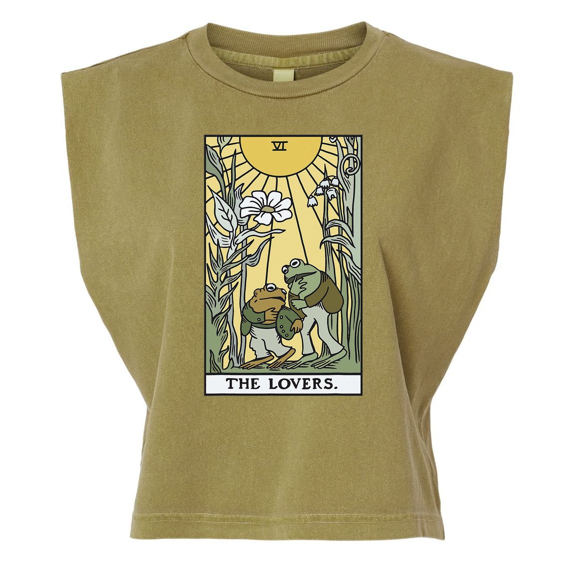 The Lovers Frog Toad Tarot Card Cottagecore Frog Lover Garment-Dyed Women's Muscle Tee