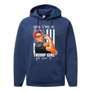 Trump Lovers Funny Gift Yes IM A Trump Get Over It Gift Performance Fleece Hoodie