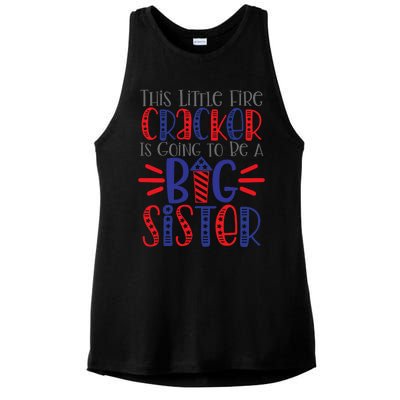 This Little Firecracker Is Going To Be A Big Sister Ladies PosiCharge Tri-Blend Wicking Tank