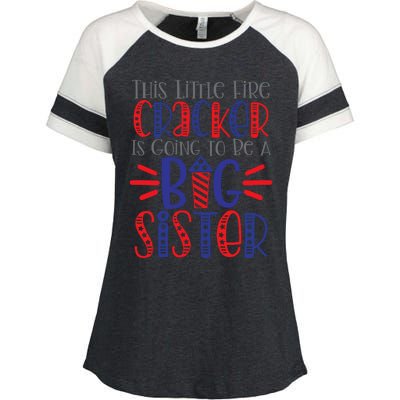 This Little Firecracker Is Going To Be A Big Sister Enza Ladies Jersey Colorblock Tee