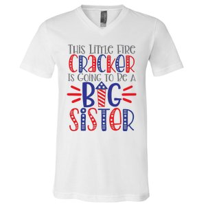 This Little Firecracker Is Going To Be A Big Sister V-Neck T-Shirt