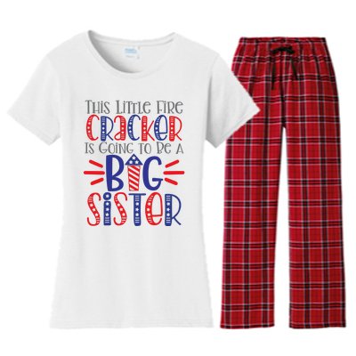 This Little Firecracker Is Going To Be A Big Sister Women's Flannel Pajama Set