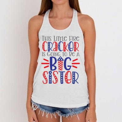 This Little Firecracker Is Going To Be A Big Sister Women's Knotted Racerback Tank