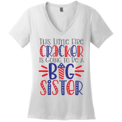 This Little Firecracker Is Going To Be A Big Sister Women's V-Neck T-Shirt