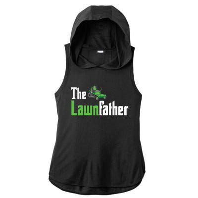 The Lawnfather Funny Lawn Mowing Ladies PosiCharge Tri-Blend Wicking Draft Hoodie Tank