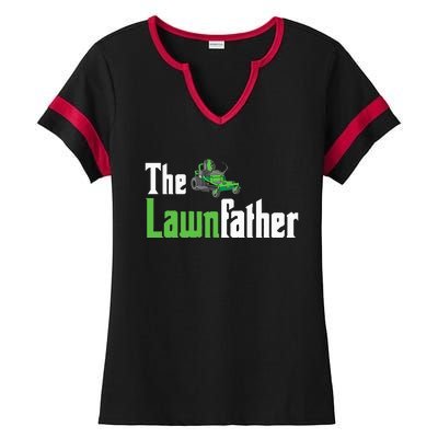 The Lawnfather Funny Lawn Mowing Ladies Halftime Notch Neck Tee