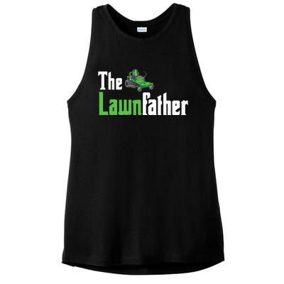 The Lawnfather Funny Lawn Mowing Ladies PosiCharge Tri-Blend Wicking Tank