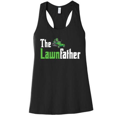 The Lawnfather Funny Lawn Mowing Women's Racerback Tank