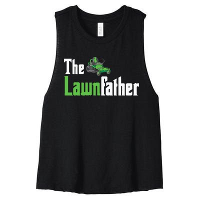 The Lawnfather Funny Lawn Mowing Women's Racerback Cropped Tank