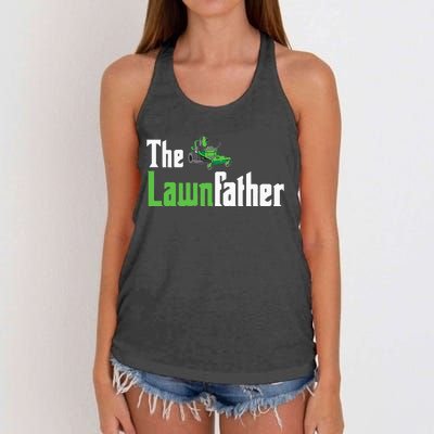 The Lawnfather Funny Lawn Mowing Women's Knotted Racerback Tank