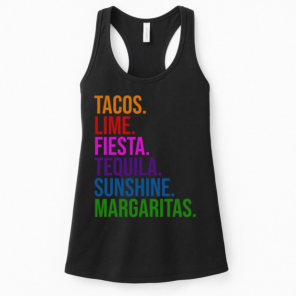 Tacos Lime Fiesta Tequila Sunshine Margaritas Cindo De Mayo Womens Tank Top