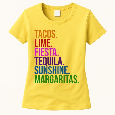 Tacos Lime Fiesta Tequila Sunshine Margaritas Cindo De Mayo Womens T-Shirt