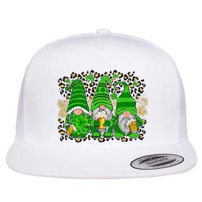 Three Lucky Gnome Shamrock Irish Beer St Patrick's Day Flat Bill Trucker Hat