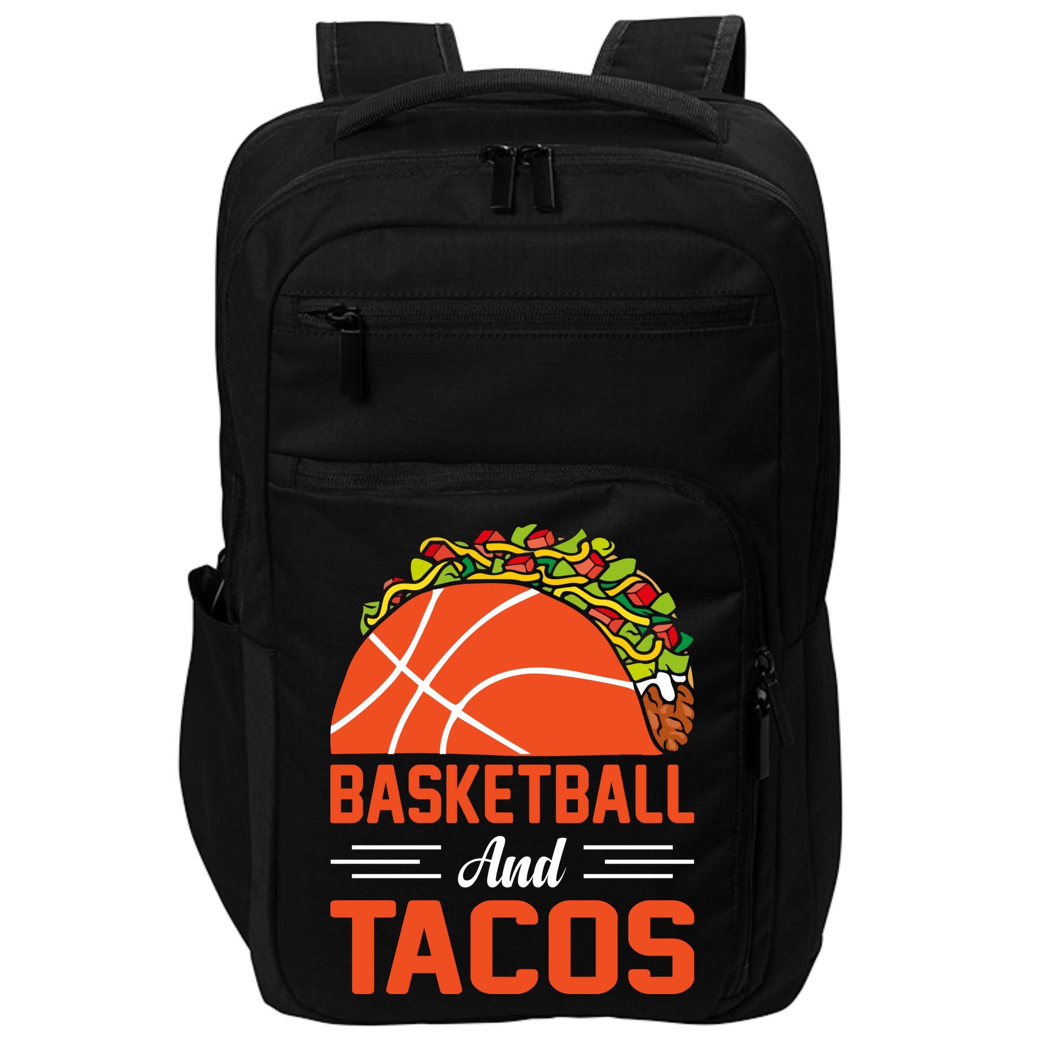 Taco Lover Gifts Basketball And Tacos Tuesday Funny Mexican Impact Tech Backpack