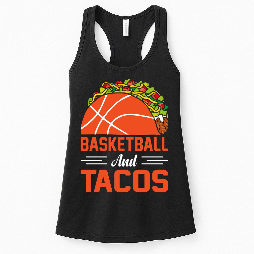 Taco Lover Gifts Basketball And Tacos Tuesday Funny Mexican Womens Tank Top