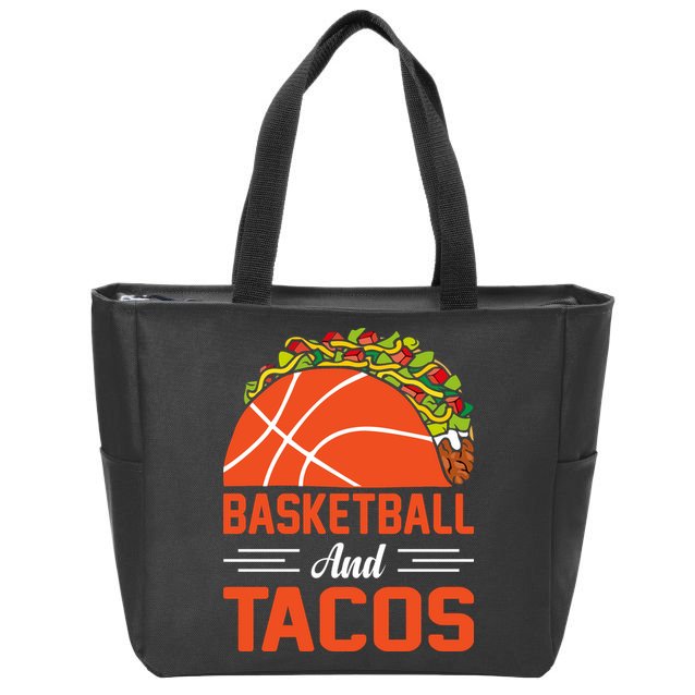 Taco Lover Gifts Basketball And Tacos Tuesday Funny Mexican Zip Tote Bag