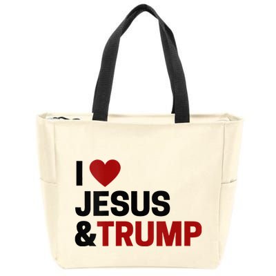 Trump Lover Gift I Love Jesus & Trump Zip Tote Bag