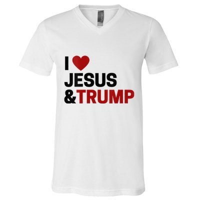 Trump Lover Gift I Love Jesus & Trump V-Neck T-Shirt