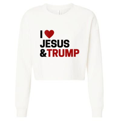 Trump Lover Gift I Love Jesus & Trump Cropped Pullover Crew