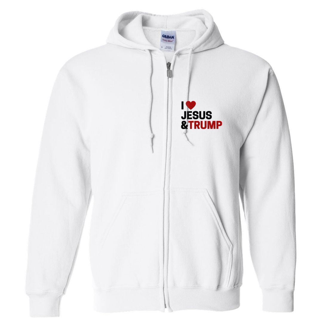 Trump Lover Gift I Love Jesus & Trump Full Zip Hoodie
