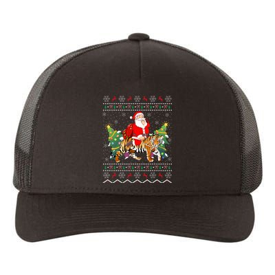 Tiger Lover Gift Ugly Santa Riding Tiger Christmas Yupoong Adult 5-Panel Trucker Hat