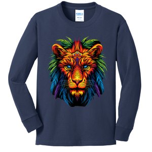 Tribal Lion Graphic Kids Long Sleeve Shirt