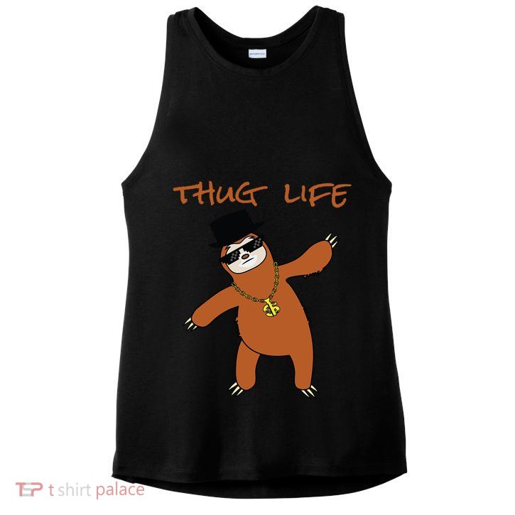 Thug Life Gangsta Sloth Ladies PosiCharge Tri-Blend Wicking Tank