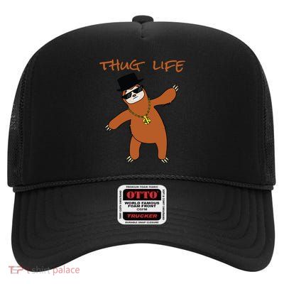 Thug Life Gangsta Sloth High Crown Mesh Back Trucker Hat