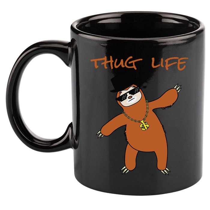 Thug Life Gangsta Sloth 11oz C Handle Ceramic Mug