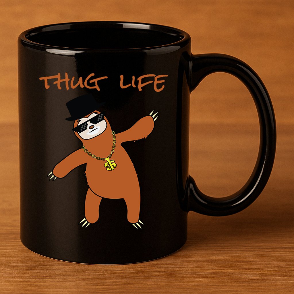 Thug Life Gangsta Sloth 11oz C Handle Ceramic Mug