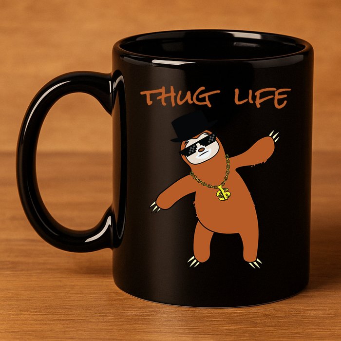Thug Life Gangsta Sloth 11oz C Handle Ceramic Mug