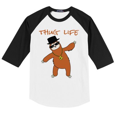 Thug Life Gangsta Sloth Baseball Sleeve Shirt