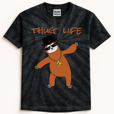Thug Life Gangsta Sloth Kids Tie-Dye T-Shirt
