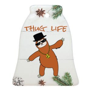 Thug Life Gangsta Sloth Ceramic Bell Ornament