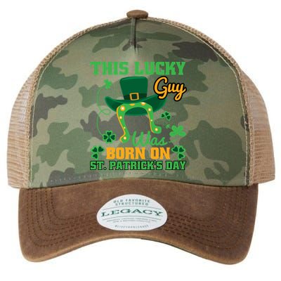 This Lucky Guy Was Born On St Patricks Day Funy Shamrocks Legacy Tie Dye Trucker Hat
