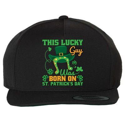 This Lucky Guy Was Born On St Patricks Day Funy Shamrocks Wool Snapback Cap