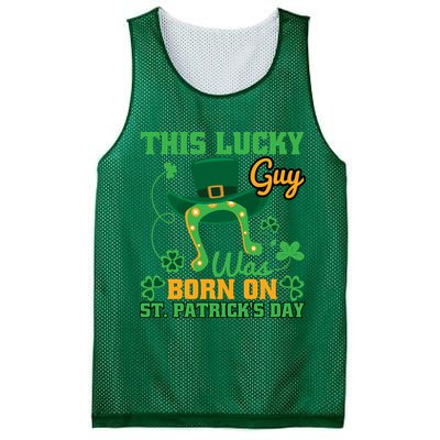 This Lucky Guy Was Born On St Patricks Day Funy Shamrocks Mesh Reversible Basketball Jersey Tank