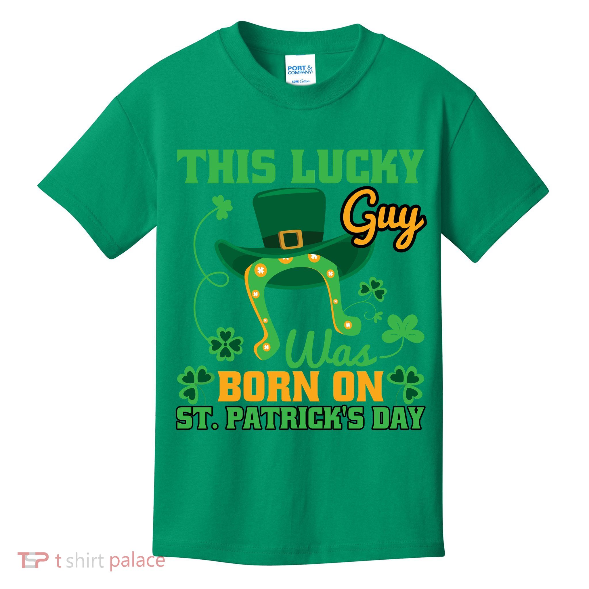 This Lucky Guy Was Born On St Patricks Day Funy Shamrocks Kids T-Shirt