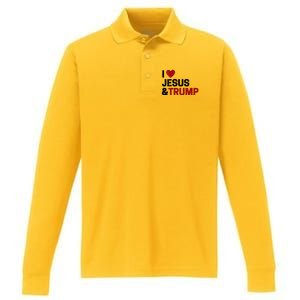 Trump Lover Gift I Love Jesus & Trump Performance Long Sleeve Polo