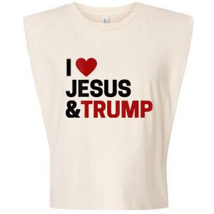 Trump Lover Gift I Love Jesus & Trump Garment-Dyed Women's Muscle Tee