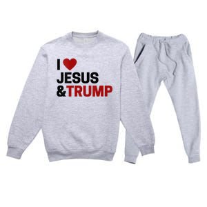 Trump Lover Gift I Love Jesus & Trump Premium Crewneck Sweatsuit Set