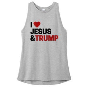 Trump Lover Gift I Love Jesus & Trump Ladies PosiCharge Tri-Blend Wicking Tank