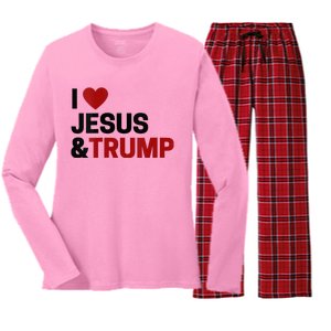 Trump Lover Gift I Love Jesus & Trump Women's Long Sleeve Flannel Pajama Set 